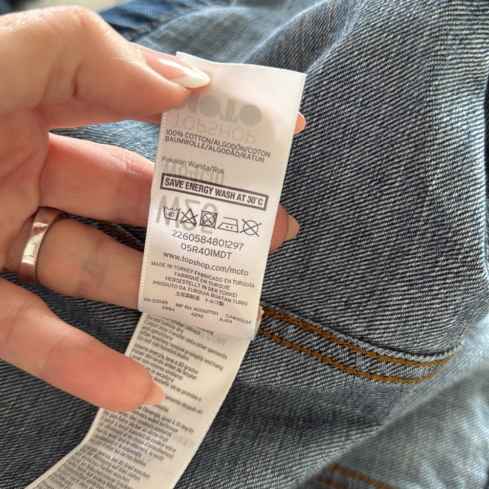 Topshop Moto Women's Blue Jeans Skirt Button-up - Picture 5 of 5